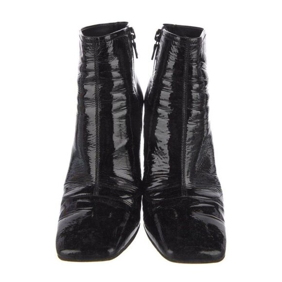 Prada Authentic Solid Black Patent Leather High Heel Ankle Boots Booties 5 - Picture 3 of 9